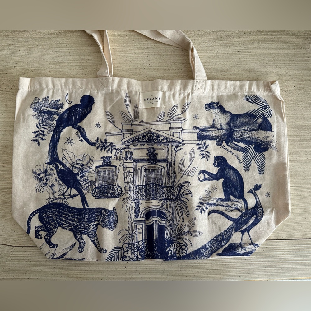 Blue and cream Sezane Tote Bag BNWOT